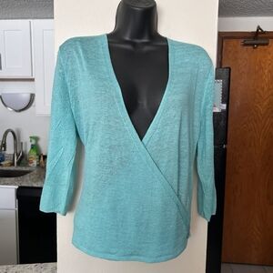 Chic Teal Wrap Sweater